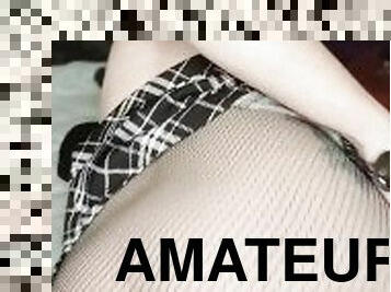 masturbation, chatte-pussy, amateur, babes, ados, résille, assez, solo, goth, fessée