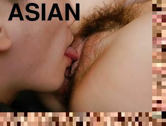 asiatisk, klit, behåret, fisse-pussy, amatør, udløsning, snæver, smuk