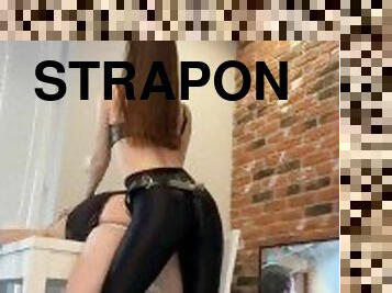 strapon, anal, bdsm, slave, tøs, elskerinde, dominans, brunette, femidom