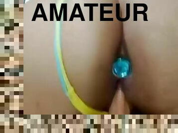 amador, anal, brinquedo, sozinho, pénis