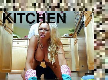 Kitchen romance with the step son for Briana Banks