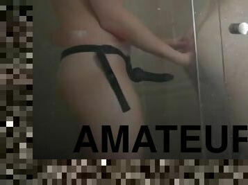 Pegging in the shower