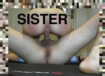 Stepsister caught me training on yoga mat and started to ride my cock the way she likes HARDCORE