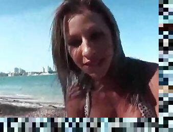Amateur pov she ride a cock at the beach