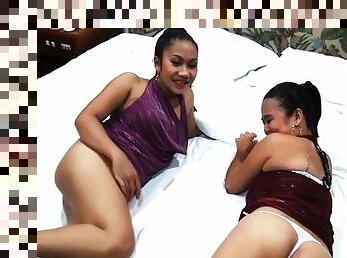 Two filipino horny girls share lucky one white mans cock