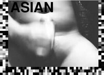 asiatique, masturbation, amateur, ejaculation-sur-le-corps, énorme-bite, ados, branlette, solo, bite