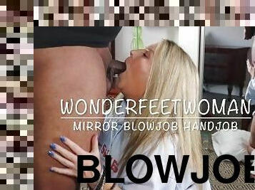 amatør, blowjob, handjob, føtter, facial, cum, blond, fetisj