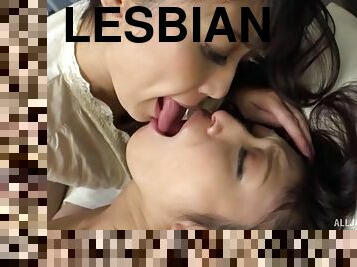 Lesbian Japanese beauties in soft pussy licking home play