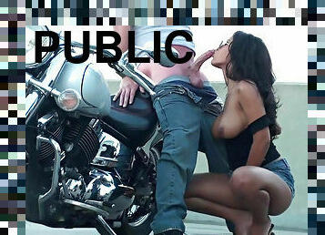 Public blowjob by busty babe Elena Heiress