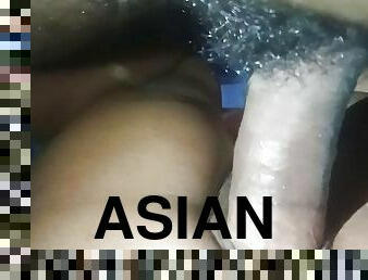 asiatisk, store-patter, hundestilling, moden, kæmpestor-pik, milf, mor, hindu, creampie, fingering