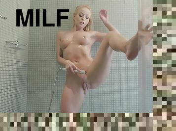 milf, blonde, solo, humide