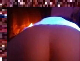 Teen Riding a big dick by the fire.