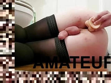 røv, onani, amatør, anal, legetøj, strømper, dildo, solo