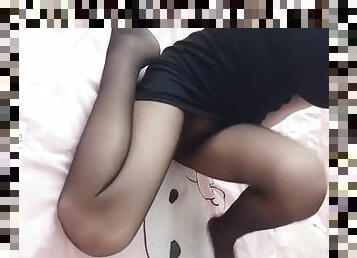 Black stockings chinese girl show her pussy