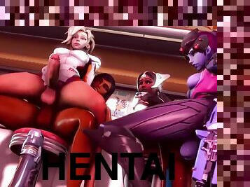 Futa pharah x futa mercy x futa widowmaker x futa symmetra