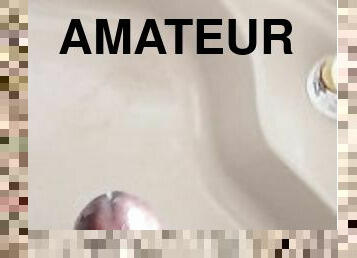 Solo Male BBC amateur makes a mess in the tub  Horny  Black Dick  Amateur Black Cock