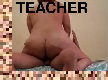 My teacher riding my cock and I leave her hole full.