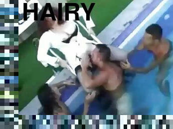 Hairy italian anal orgy in piscina