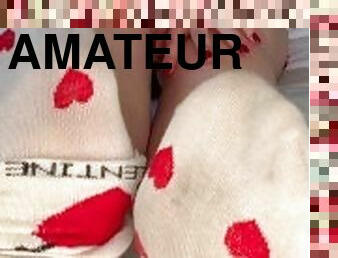 Sexy PAWG removes smelly socks for Valentines Day - special Valentiens promos on OnlyFans!