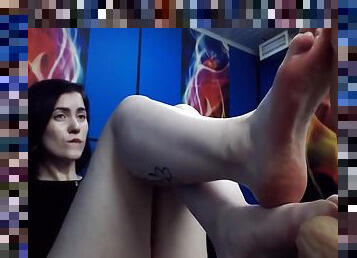Anal Fingering And Footjob For A Huge Dildo From Hot And Sexy Brunette