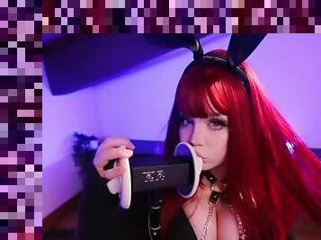 ASMR GOTH BUNNY EAR LICKING 3DIO