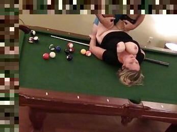 Pool Table Fuck sexy big boob wife in heels orgasms hard