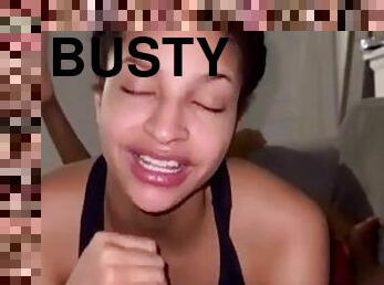 Busty Ebony Slut Gets Facial