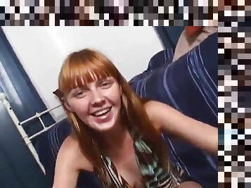 Redhead gives blowjob in POV video