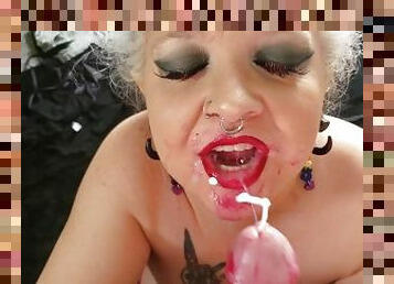 Naughty MILF Elf gets sloppy & edges Daddy to have DELICIOUS CUM SHOT! --- DeathPixZStx