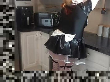 french maid showing off her ass
