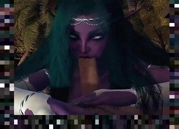 Night Elf princess give you a Blowjob in the Garden POV  3D Porn