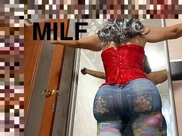 milf with a big ass sets her up for anal sex when she is free