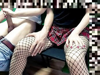A horny student wants to touch her friends