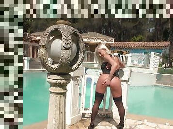 Cute teen gets dicked by the pool