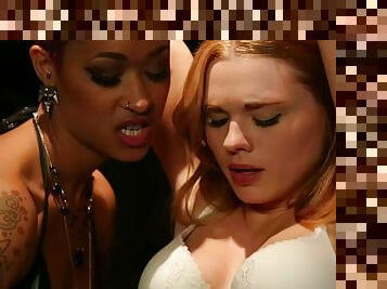 Hot redhead slave girl jayme langford obeys her dark mistress skin diamond