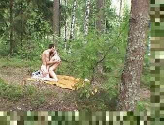 Teen fucked in the woods