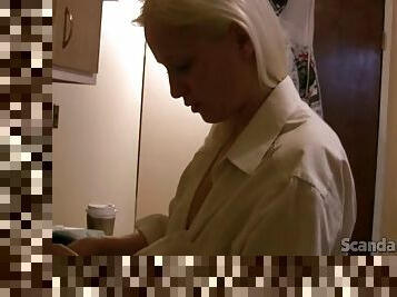 Sexy blonde enjoys in the kitchen with bf