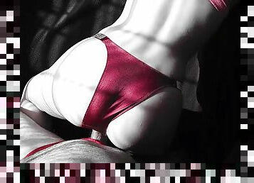 Elegant Brazilian Shiny Panties Shiny Straps Was Cummed Infront The Window B&w Art