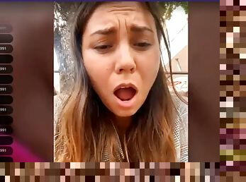Crazy girl masturbates in public