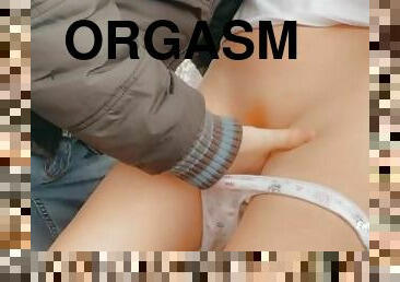 behåret, orgasme, udendørs, offentlig, fisse-pussy, amatør, cam, spion, lurer, fingering