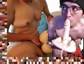 Disabled Latino Boy Creampies Ass Toy w Dildo in his Fat Ass
