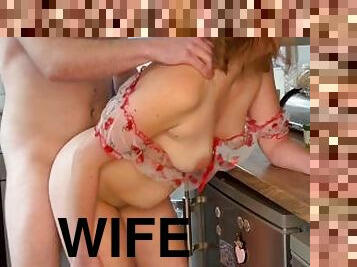 Cherry wife in the morning makes my dick hard in the kitchen!