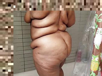 banhos, teta-grande, mamilos, esposa, amador, ébona, mulher-madura, preto, bbw, rabo