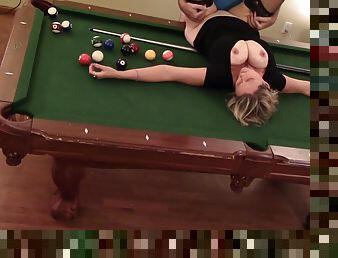 Pool Table Fuck Sexy Big Boob Wife In Heels Orgasms Hard