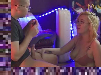 Hot blonde sucks me off while I vape