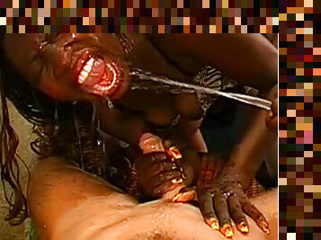 Hardcore ebony being impaled in anal by a bodybuilder