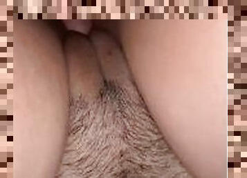 haarig, muschi, hautenge, dilettant, schwer, selbst-gefertigt, latina, creampie, paar, vagina