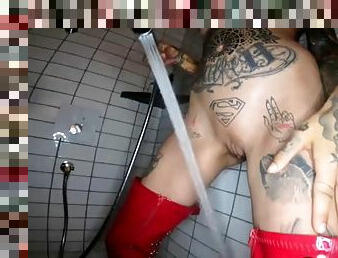 The sexy tattooed Lucy ZZZ fucked in the shower