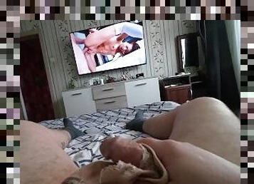 mastrurbate with stepsisters panties while watching porn.Huge cumshot. hope they cant caught me
