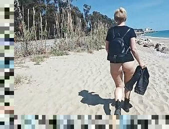 Exhibitionist wife walking without panties